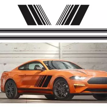 Black Racing Stripe Vinyl Decal Car Body Sticker