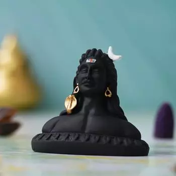 Black Resin Adiyogi Shiva Statue for Car Dashboard- Lord Shiva Idol for Home- Shiv Murti- Adiyogi Mahadev Statue- Gift чёрный