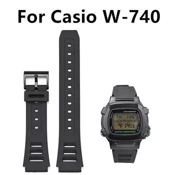 Черный браслет из смолы для часов Casio W-740 чёрный