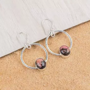 Black Rhodonite Gemstone 925 Sterling Silver Handcrafted Jewelry Earrings 1.37 EE-67-31