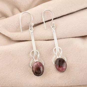 Black Rhodonite Gemstone 925 Sterling Silver Jewelry Handmade Earrings 1.76 EE-171-31