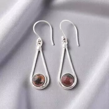 Black Rhodonite Gemstone 925 Sterling Silver Jewelry Handcrafted Earrings 1.76 EE-126-32