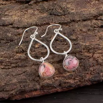 Black Rhodonite Gemstone 925 Sterling Silver Jewelry Handmade Earrings 1.90 EE-19-33