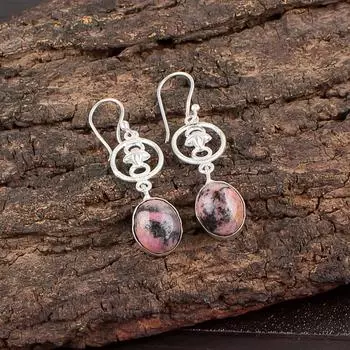 Black Rhodonite Gemstone 925 Sterling Silver Jewelry Handmade Boho Earrings2.00 EE-17-27