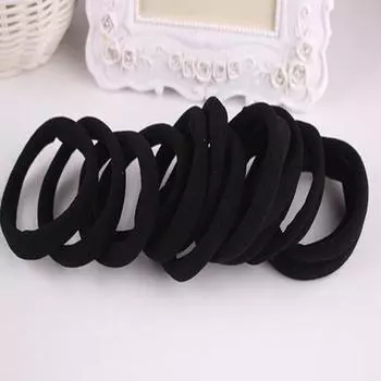 Black Rubber Women Girl Elastic Hair Band Hair Accessories Seamless Hair Ties Hair Rope чёрный