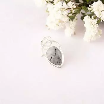 Black Rutile Gemstone 925 Sterling Silver Jewelry Handmade Pendant New year Gift PP-56-25