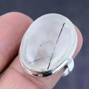 Black Rutile Gemstone Handmade 925 Steling Silver Gift Jewelry Ring Size 9 u5m62