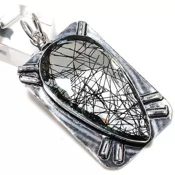 Black Rutile Gemstone Handmade 925 Sterling Silver Jewelry Pendant 2.60 n4F11
