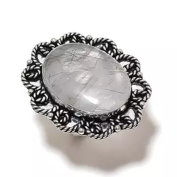 Black Rutile Gemstone Handmade 925 Sterling Silver Jewelry Ring Size 9.5 q2z79