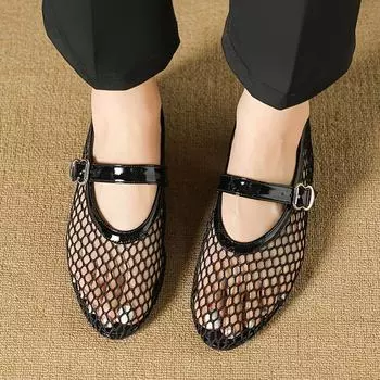 Black Sandals Women Flat Mesh Summer Fashion Beach Wear Designer Trend Outdoor Walking Mary Jane Shoes Vintage Women Sandals 35