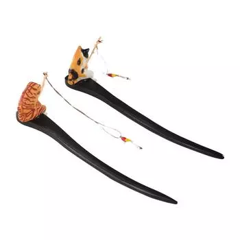 Black Sandalwood Hanfu Hairpin Cat Fishing Wooden Hair Stick Retro for Women style 3