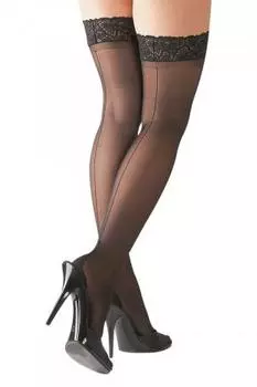 Black Seamed Hold-Up Stockings 1 - Cotelli Legwear XS чёрный