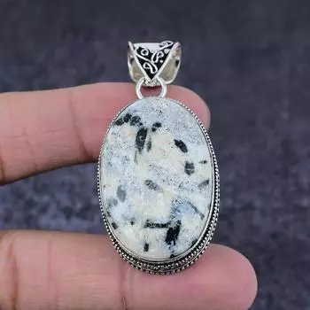 Black Seraphinite Gemstone Handmade 925 Sterling Silver Gift Pendant 2.21 w3K91