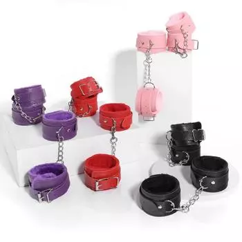 Black Sex Toys Lychee Pattern Sex Aids Handcuffs Flirting Bundled Adult Supplies