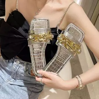 Black Shoes Leather Slides Summer 2024 Open Toe Outside Women s Slippers and Ladies Sandals Top Designs Chic Elegant Casual Eva 35