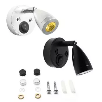 Black Silver DC12V 3000K 4000K 6000K LED RV Interior 3W Bedside Lighting Motorhome Trailer Couch Switch Spot Lamp for Boat Yacht