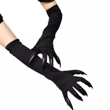 Black Silver Dress Up Gloves Mittens Witch Cosplay Costume Halloween Cosplay Gloves Fancy Props чёрный