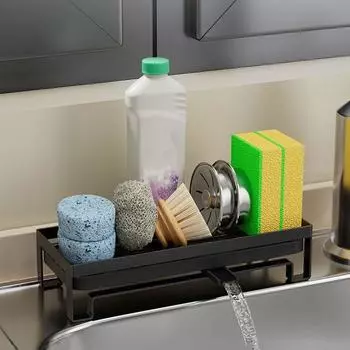 Black/Silver Soap Sponge Holder Stainless Steel Dishcloth Towel Rack Sink Drain Rack for Home чёрный