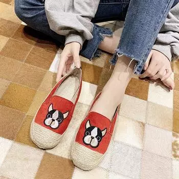 Black Slip on Women Footwear Red Cute Kawaii Ladies Shoes Canvas Espadrilles Casual Designer Walking Offer A Korean Original 35