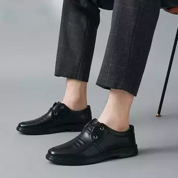 Black Social Shoe for Men Cowhide Brown Round Toe Dress Shoes Man Italian Footwear Gentleman Clothing Office Cheap Clearance New 38