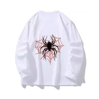 Black Spider Осенняя одежда с длинными рукавами из чистого хлопка, новый мужской и женский топ, весенний внутренний слой, базовая рубашка, футболка с круглым вырезом и длинными рукавами M коричневый