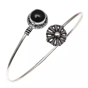 Black Spinal Gemstone Handmade Jewelry Cuff Bracelets 7 Adjustable