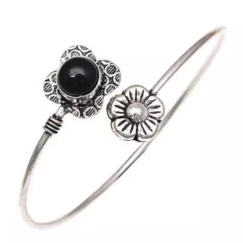 Black Spinal Gemstone Handmade Silver Jewelry Cuff Bracelets 7 Adjustable