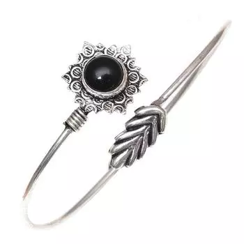 Black Spinal Gemstone Handmade Silver Jewelry Cuff Bracelets 7 Adjustable