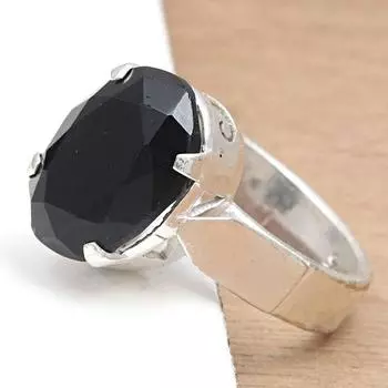 Black Spinal Gemstone Handmade Unisex 925 Silver Jewelry Ring 7