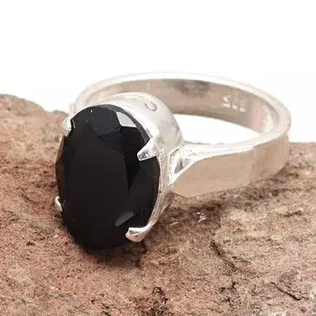 Black Spinal Gemstone Handmade Unisex 925 Silver Jewelry Ring 8