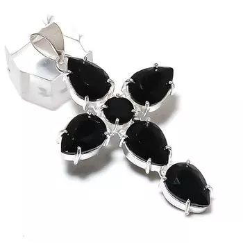 Black Spinel Gemstone Handmade 925 Sterling Silver Jewelry Pendant 2.48 s6K13