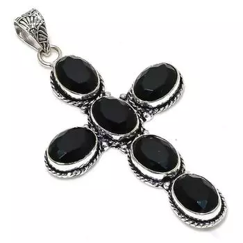 Black Spinel Gemstone Handmade 925 Sterling Silver Jewelry Pendant 3.35 D3V44