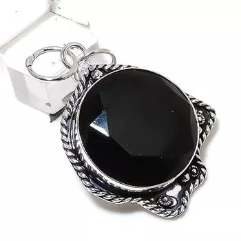 Black Spinel Gemstone Handmade 925 Sterling Silver Jewelry Pendant 2.01 A5T20