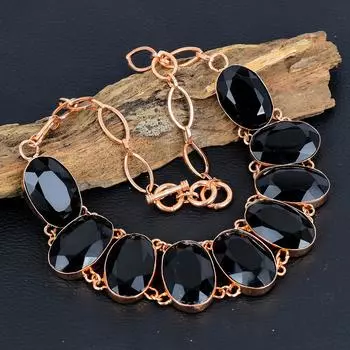 Ювелирные изделия из черного шпинеля, ожерелье ручной работы, прекрасное ожерелье из меди, регулируемые украшения для нее 18 Inches With Adjustable чёрный