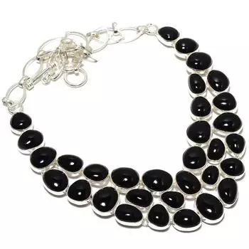 Black Spinnel Gemstone Handmade 925 Silver Jewelry Necklace 18 JCN409-82