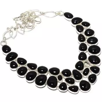 Black Spinnel Gemstone Handmade 925 Silver Jewelry Necklace 18 JCN409-72