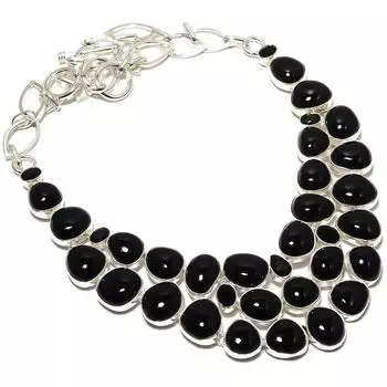 Black Spinnel Gemstone Handmade 925 Silver Jewelry Necklace 18 JCN409-63