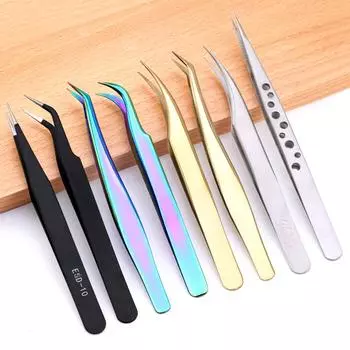 Black Stainless Steel Anti-static Manicure Tweezers - Pointed for Precision Nail Art and Crafting Tools