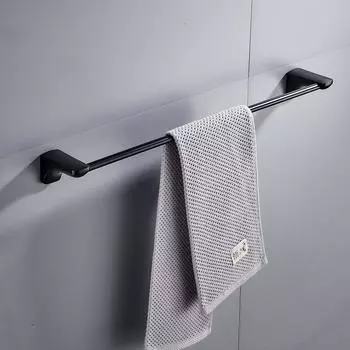Black Stainless Steel Bathroom Single Towel Shelf Rack Holder Bath Towel Hanger Bar Square DesignTowel Rail Bathroom Accessories