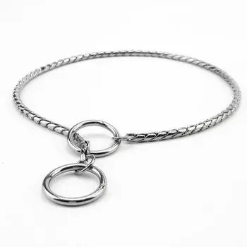 Black stainless steel snake chain, metal dog chain P chain, small medium and large dog pet supplies dog collar 35cm серебряный