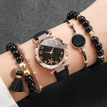 Black Starfish Pattern Dial Female Watch Trend Female Student Quartz Watch Trend
