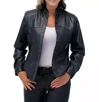 Черная стильная женская рубашка ручной работы из 100% натуральной овчины, дизайнерская кожа S чёрный