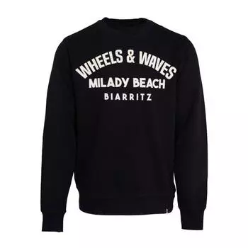 Black sweatshirt Milady Beach round neck white logo Men WHEELS AND WAVES чёрный