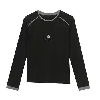 Black T-shirt for Women Long-sleeved Winter New Mother Warm Bottom Shirt Slim Round Neck Top Large Size S белый