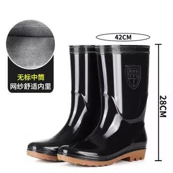 Black tall men s rain shoes classic labor insurance shoes medium tube simple waterproof glue shoes non-slip men s water shoes thermal cover rain boots 38