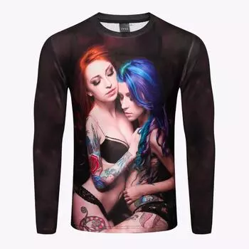 Черные футболки мужские осенние футболки мужские уличные футболки с 3D-принтом модные весенние топы с круглым вырезом и длинным рукавом S