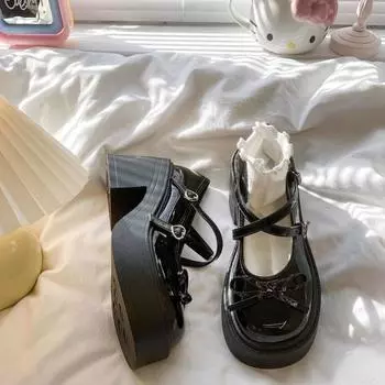 Black Thick-heeled Thick-soled Mary Jane Single Shoes Women s Spring and Autumn College Style High-heeled JK Lolita Small Leather Shoes 40 серебряный