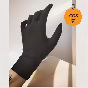 Black Thin Spring & Fall Exam Etiquette Gloves Plaid Jewelry Store Elastic Luxury Student s Watch Performance Gloves Black COS gloves (Plus size hand large recommend)