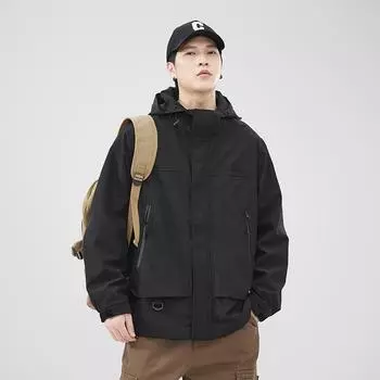 Черная куртка Tooling, мужская свободная, большого размера, ветрозащитная, с капюшоном, повседневная, модная, брендовая M темно-синий