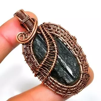 Ювелирный кулон ручной работы с черным турмалином 925 пробы, посеребренный, 2,08 дюйма 2.08 чёрный